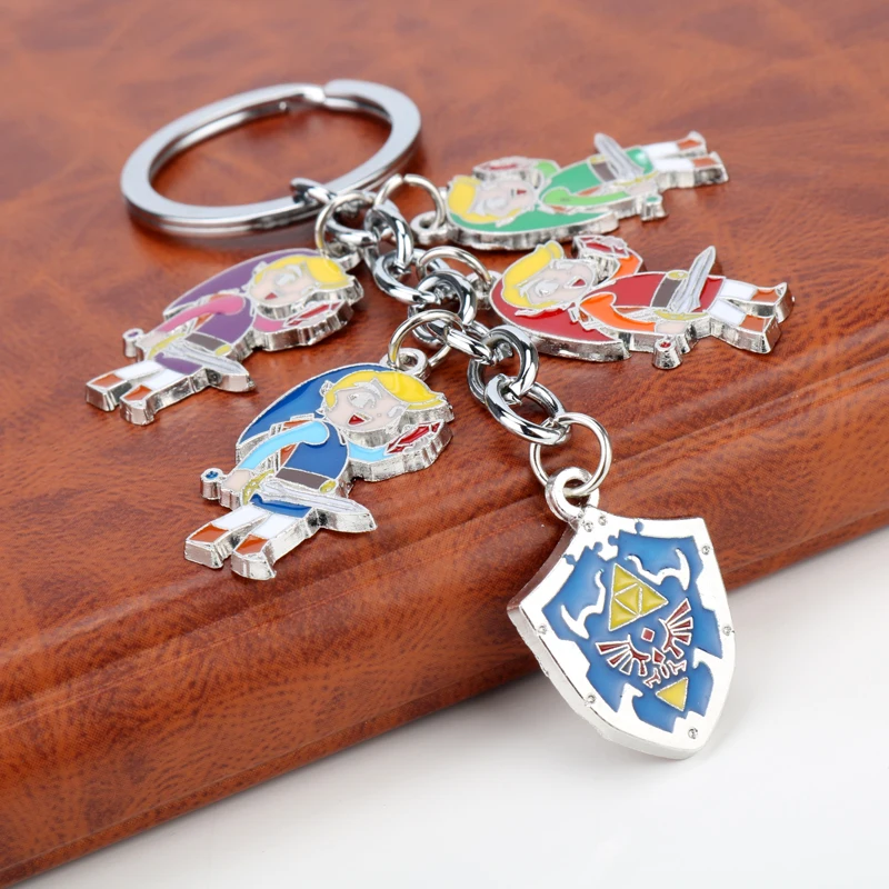 

Anime Legend Of Zelda Shield Keychain Mini Figure Toys Key Chain Cartoon Key Ring Men Women Purse Keys Accessories Llaveros