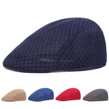 

Summer Casual Women Beret Hat Fashion Flat Cap Newsboy Style Gatsby Hat Adjustable Breathable Mesh Cap Solid Color Men Beret Cap