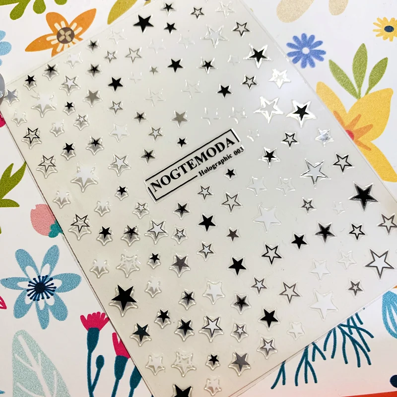 The latest black and white gold and silver stars 3D nail sticker nail sticker tool export 2