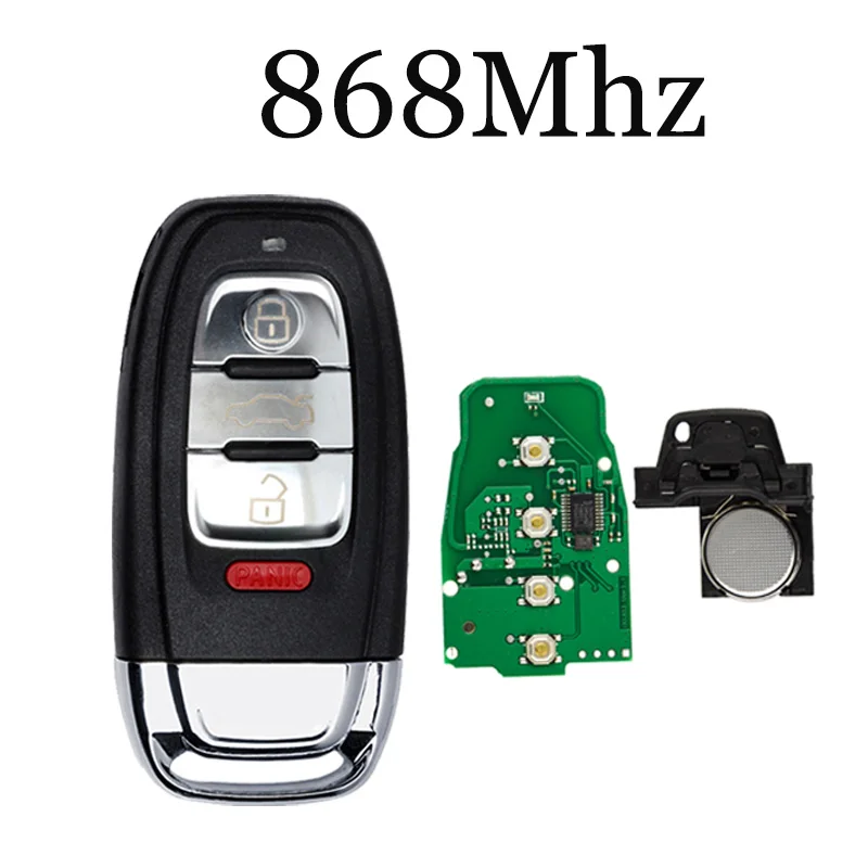 Okeytech Автозапуск смарт-ключ для Audi RS6 RS7 A3 A4 A5 A6 B5 B6 B8 C6 C7 8P Q5 4 кнопки 315/433/868 МГц со вставкой лезвие - Цвет: 868MHZ