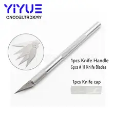 6 шт./компл. древесины Бумага резак ручка Ножи скальпель Сталь Лезвия#11, гравировка ножи для поделок искусство рисования DIY ремонт ручные инструменты