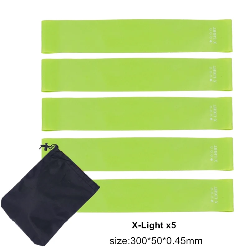 5PCS Green 30cm Фитнес резинки резинка для фитнеса Набор эспандеров 0,45 мм-1,4 мм Тяжелая Толстая латексная резиновая петля Пилатес Йога Тренировка Спорт Фитнес Кроссфит тренировка оборудование - Цвет: 5PCS Green 30cm