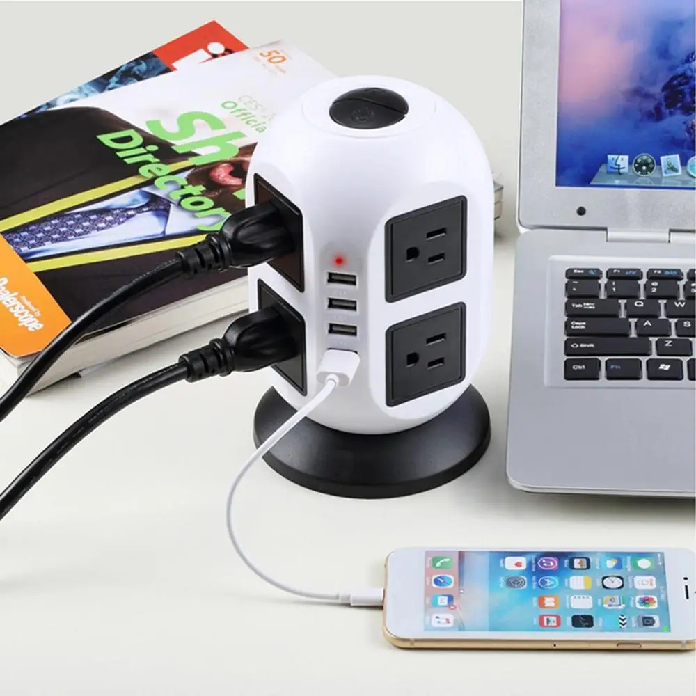 Сетевой блок несколько розеток С USB 8 US выходами 4 USB порта быстрой зарядки 2500 Вт/10 А 2,0 м удлинитель для защиты от перенапряжения