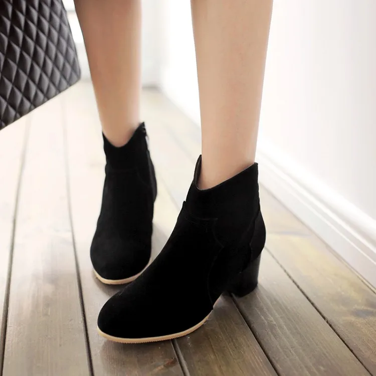 

Big Size 9 10 11-16 boots women shoes ankle boots for women ladies boots shoes woman winter Pure color round head