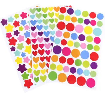 

6pcs/pack Cute Colorful Dots Star Heart Paper Sticker Notebook Stationery Stickers Children Stickers Office Supplies