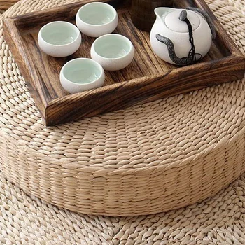 

Tatami Floor Pillow Sitting Cushion,Round Padded Room Floor Straw Mat for Outdoor Indoor Seat(11.8Inch x 4.2Inch)