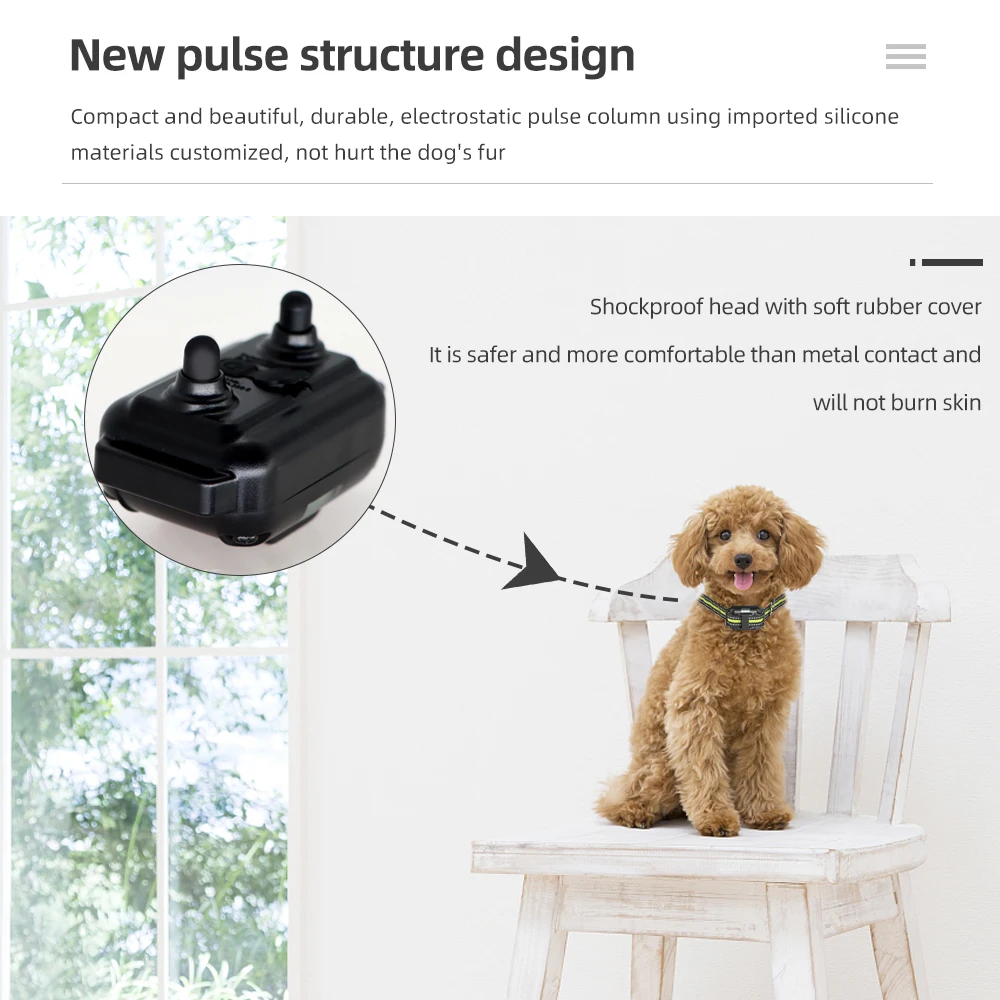 Dog Training Collar Pet Electric Shocker Anti Barking Device Remote Control Waterproof Rechargeable 800m for All Size Dogs pet dog training collar dog bark stopper