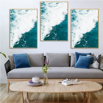 

3Pcs Inkjet Ocean Waves Canvas Poster Painting Set Sea Spray Wall Poster Nordic Art Painting Home Decoration 30X40cm