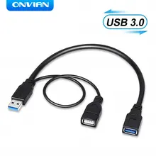 

Onvian USB 3.0 Splitter Cable USB 3.0 Male to Dual USB A Female Jack Y Hub USB Splitter Charger & Data Transfer Extension Cable