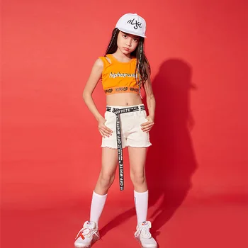 

New Style Children Jazz Costumes Girls Hip Hop Set Hip Hop Navel GIRL'S Fashion Catwalks Performance Clothes Fashion