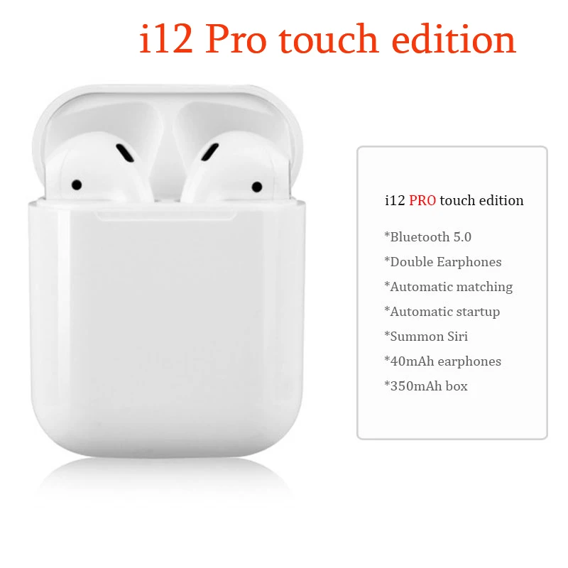 i12prowhite Наушники Microdata i12 TWS, настоящие Беспроводные Bluetooth 5,0, умные сенсорные высококачественные наушники, динамик, стерео наушники - Color: i12prowhite