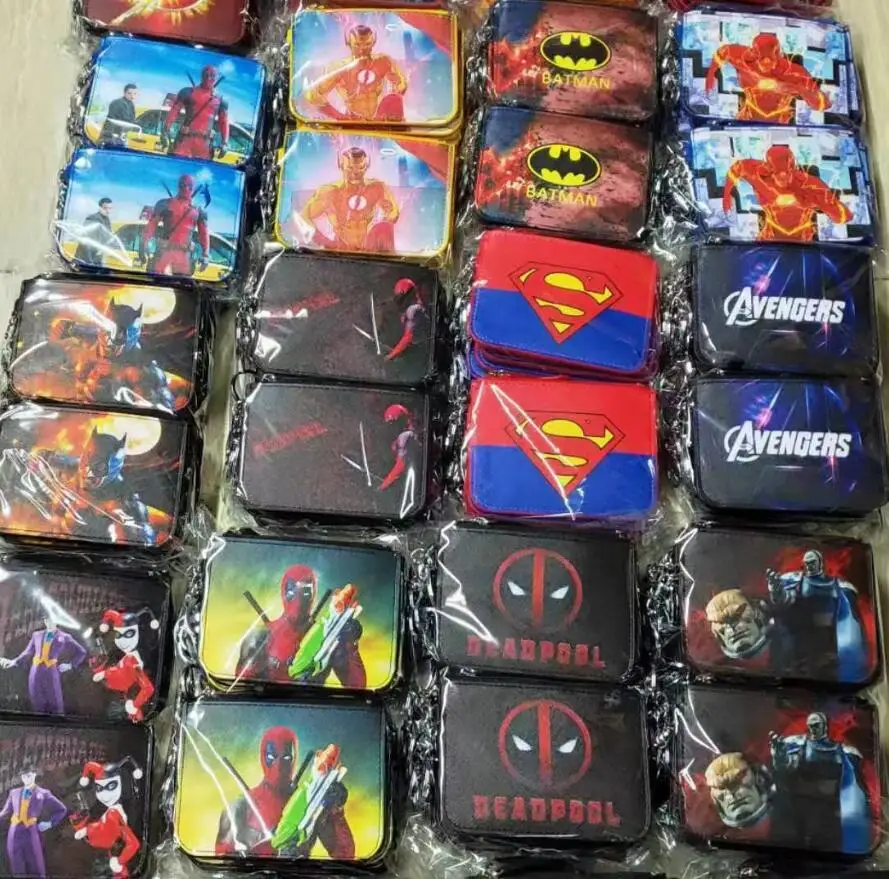 

IVYYE 1PCS Avengers Batman Hulk Anime Plush Card Holder PU Cartoon Credit ID Bag Zipper Coin Bus Card Wallet Kid Girls Gifts New