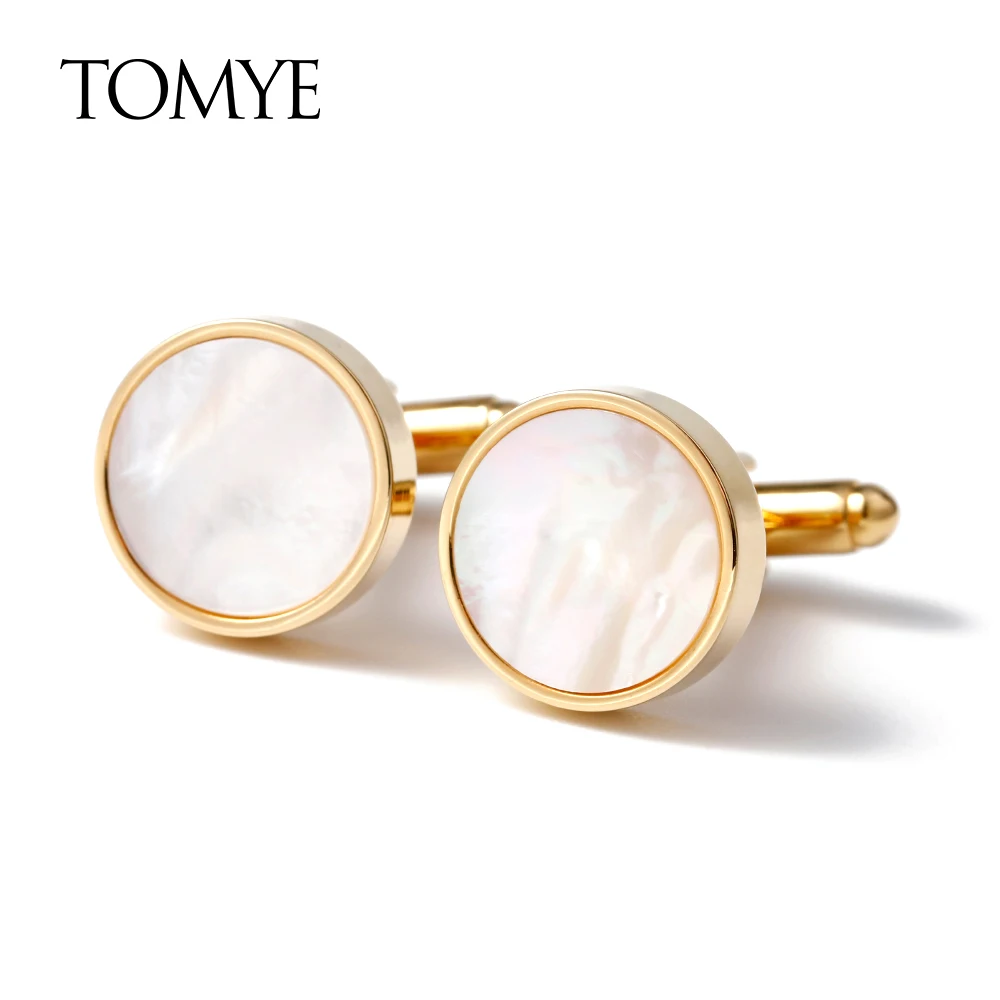 Запонки для мужчин TOMYE XK21S022 высококачественные круглые золотистые Серебристые