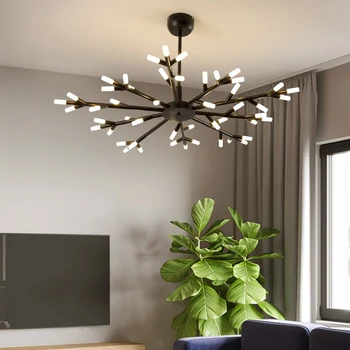 

Matte Black White Chandeliers Modern Minimalist LED Hanging Lamp AC 90V To 260V Branch Art Lighting Fixtures For Living Room