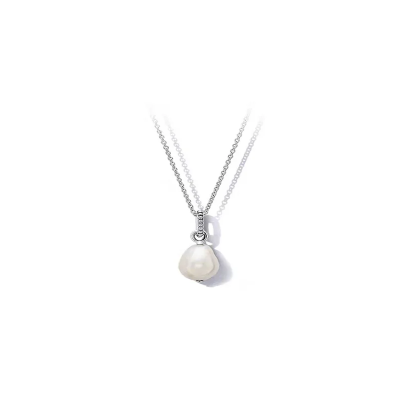 2021 100% 925 sterling silver pearl necklace earrings suitable for original Pandora DIY designer pendant beaded luxury women's j