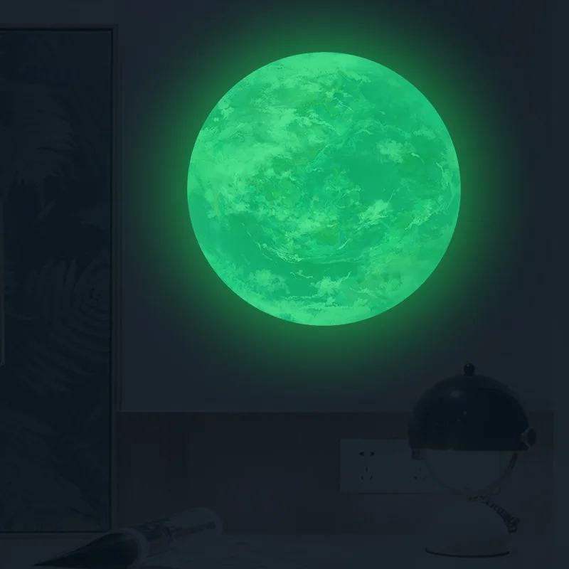 Luminous 3D Earth Glow-in-the-Dark Wall Sticker for Kids' Room and Home Decor