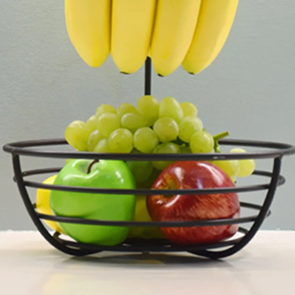 Корзина для хранения многофункциональная фруктовая чаша с защитой от ржавчины современный дизайн Настольный банановый крючок железная стойка для овощей Бытовая офисная кухня