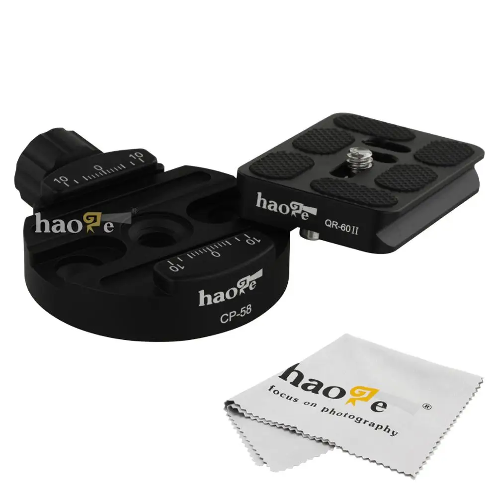 Adaptador com Placa de Liberação Rápida para Câmera Cabeça de Bola Compatível com Arcos Braçadeira para Botão de Parafuso de 58mm Haoge Tripé Monopé Suíços - Image 2