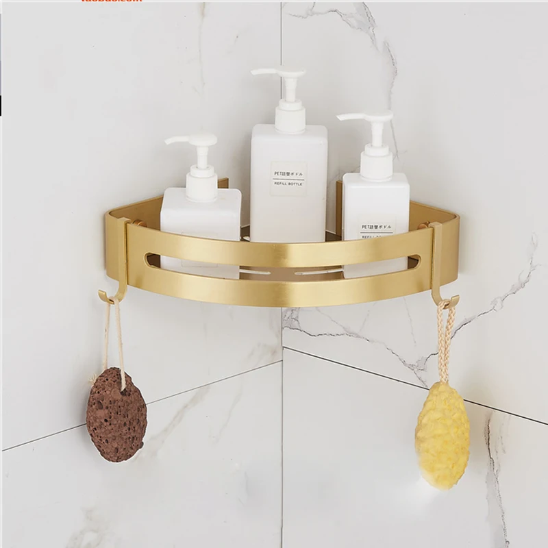 corner shelf 1 Набор аксессуаров для ванной комнаты, матовый золотой держатель для полотенец, держатель для бумаги, держатель для полотенец, угловая полка, держатель для туалетной щетки, крючки, аксессуары для ванной комнаты - Цвет: corner shelf 1