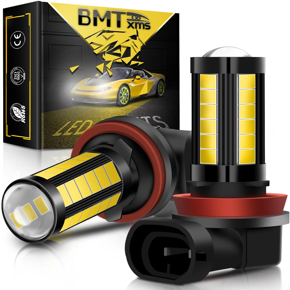 

BMTxms 2 шт. светодиодные противотуманные фары H11 H8 H16JP 5630 33SMD светодиодный ные H10 HB3 9005 HB4 9006 лампы для вождения ходовые Автомобильные фары 6000K белый