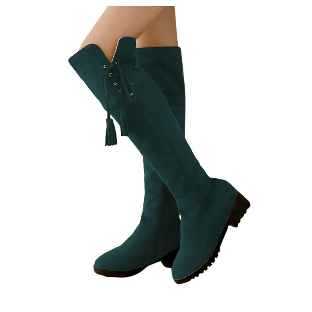 Обувь; Модные женские ботинки; zapatos de mujer; женские теплые сапоги до колена с бахромой; плотные теплые высокие сапоги; Студенческая обувь; большие размеры