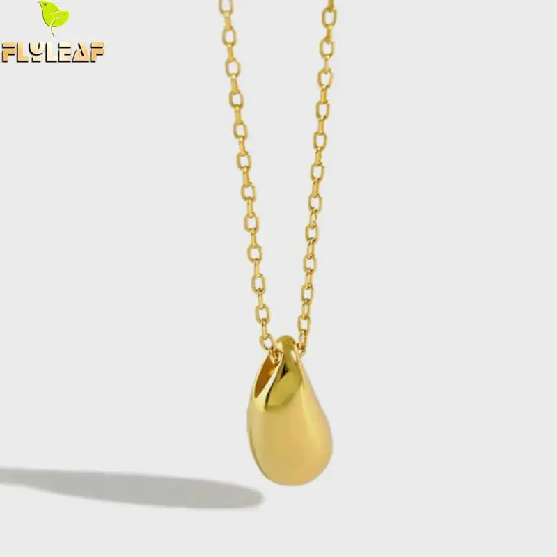 Flyleaf золотые капли воды бобы ожерелья и подвески для женщин 2018 новый тренд 925