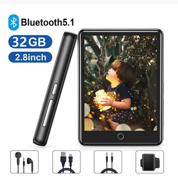 

MP3 MP4 Player Bluetooth 5.1, 2.8'' Touch Screen Bluetooth MP3 Player 32GB Large Memory HiFi Lossless Music Player With Speaker