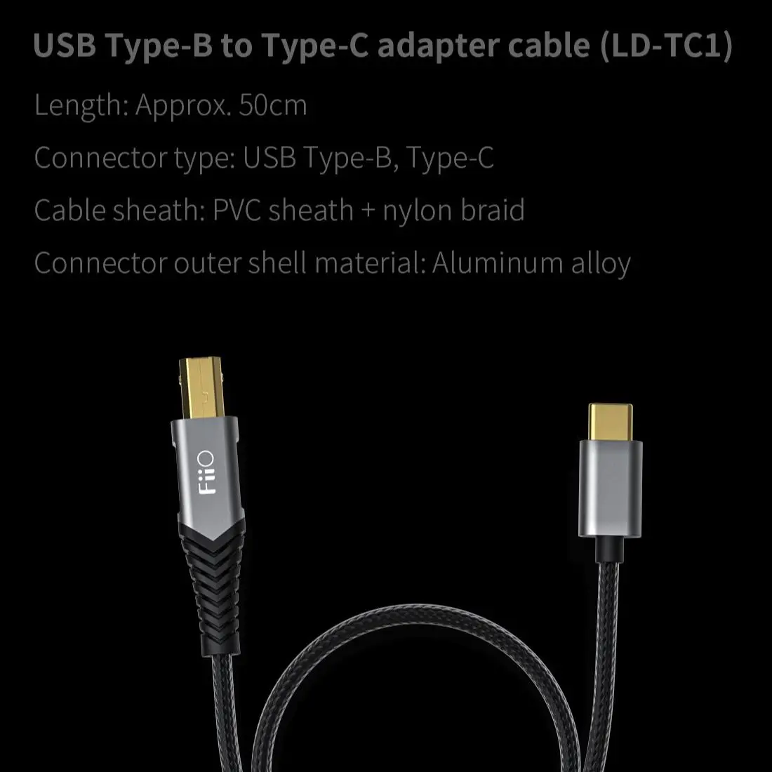 Fiio LD-TC1 LD-LT1 USB Type-B to Type-C Lightning Adapter Cable 50cm HIFI Headphone Amplifier K9 PRO K5 Pro
