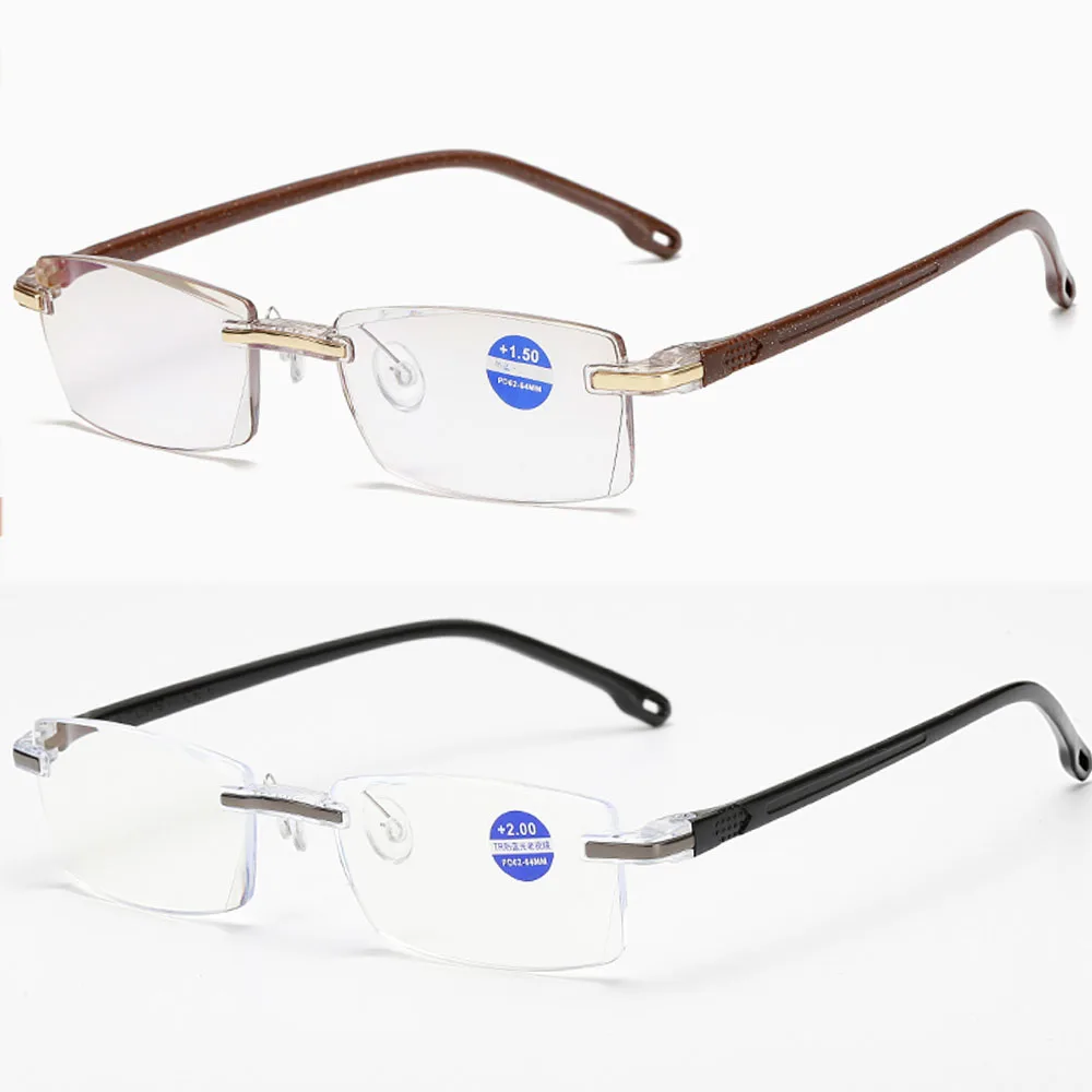 Ультралегкие очки для чтения без оправы, женские и мужские прозрачные линзы, анти-Blu-Ray компьютерные очки, очки для чтения Пресбиопии