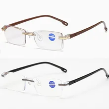 Ультралегкие очки для чтения без оправы, женские и мужские прозрачные линзы, анти-Blu-Ray компьютерные очки, очки для чтения Пресбиопии