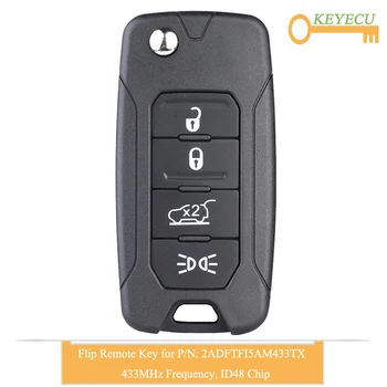 

KEYECU Flip Remote Control Key for Jeep Renegade 2016 2017 2018, Fob 4 Button - 433MHz - ID48 Megamos AES / 4A - 2ADFTFI5AM433TX