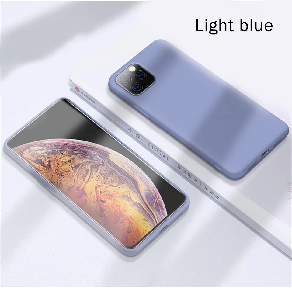 Роскошный противоударный чехол для iPhone 11 Pro Max, жидкий силиконовый чехол для iPhone X, XR, XS, 6, 6s, 7, 8 Plus, 5, 5S, SE, задняя крышка, не логотип - Цвет: Light blue