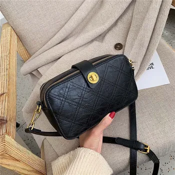 

PU Leather Small Zipper Crossbody Bags For Women Wide Shoulder Strap Shoulder Messenger Bag Female Travel Purses and Handbags