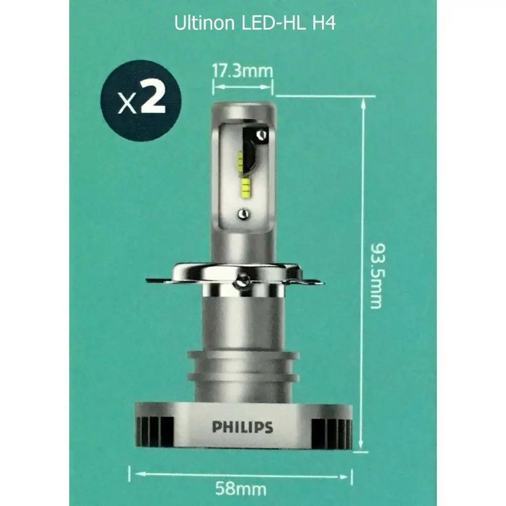 Philips Ultinon светодиодный H4 9003 HB2 12 В 11342ULX2 6000K яркая автомобильная светодиодная фара