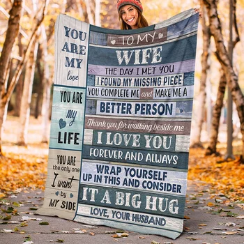 

You Are My Life Fleece Blanket Letter Printed Warm Blanket for Sofa Bed Home Carpet Decoration BV789