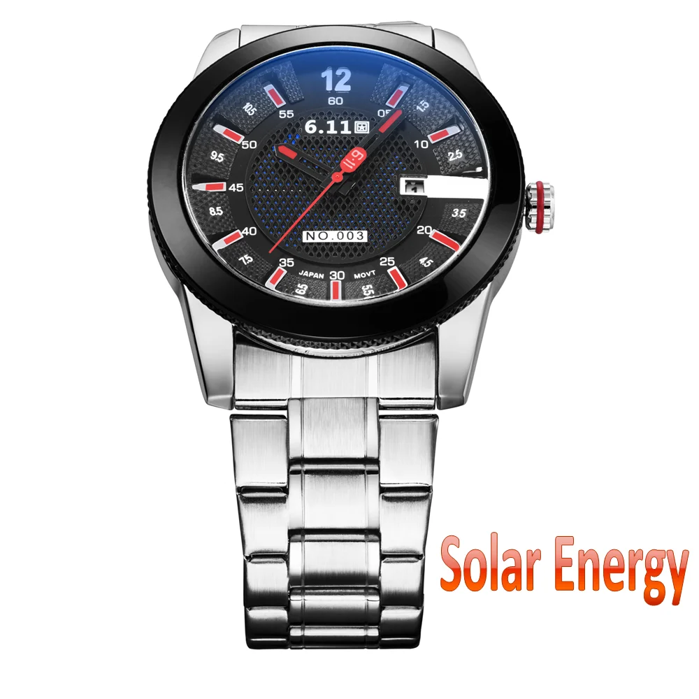 611 солнечные часы лучший бренд часы Мужские reloj macsulino light kinetic energy кварцевые часы со стальным ремешком водонепроницаемые часы с календарем Мужские