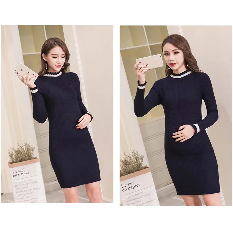 Autumn Fashion Maternity Sweaters Dress Slim Sheath Knitted Clothes for Pregnant Women Pregnancy Sweaters