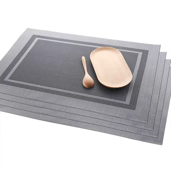 

Wholesale 50pcs European PVC Western-Style Placemat Square Double Frame Slip Heat Proof Mat Dining Table Cushion Placemat D0007