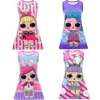 

Kids Dresses for Girls Lol Dress Vestidos 2020 Summer Baby Girl Clothes Costume Cartoon Sleeveless Princess Dinosaur Dress Cute