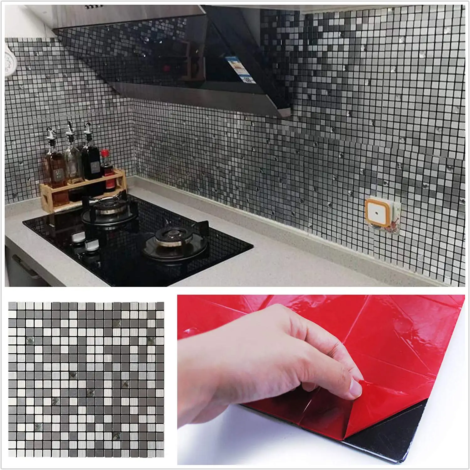 Самоклеящаяся металлическая наклейка на плитку Backsplash Алюминиевые наклейки