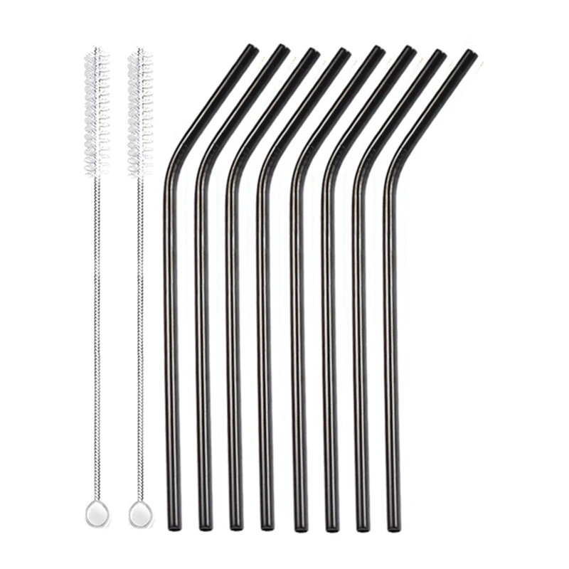 Eco-Friendly Reusable Stainless Steel Drinking Straws Set with Cleaner Brushes