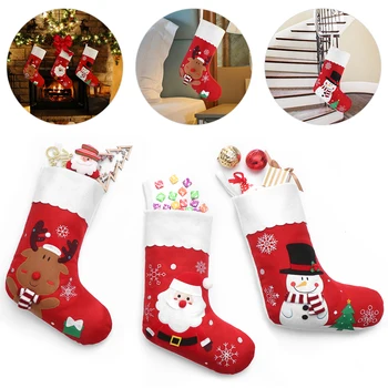 

3PCS Christmas Stocking Set Cute Hanging Creative Favor Pouches Gift Bags Party Stockings for Porch Window Bedside