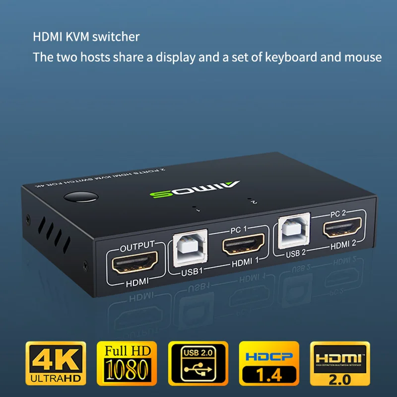 Tanio HDMI KVM 4K przełącznik 2