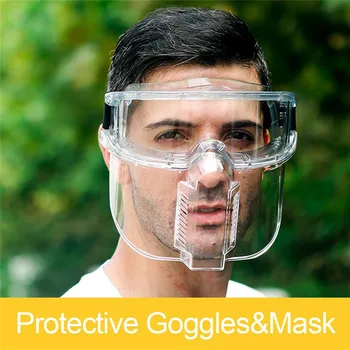 

Transparent Goggles Full Face Impact Protection Anti-splash Face Mask Transparent Jobs Safety Glasses Detachable Eyeglasses