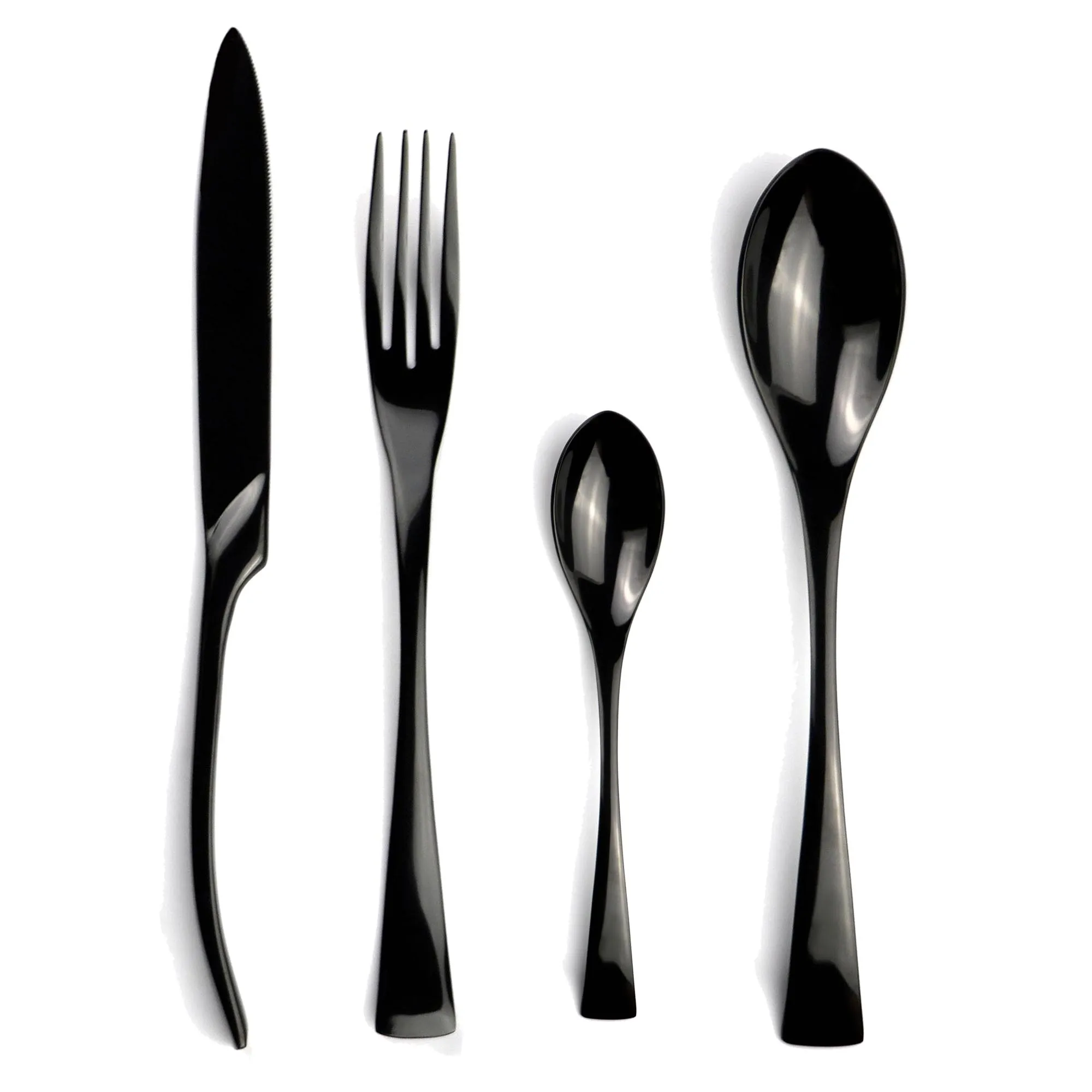 Комплект из 4 шт. блестящее зеркало черные столовые приборы набор посуды столовые приборы 18/10 обеденный из нержавеющей стали набор ножей, вилка, ложка, чайная ложка - Цвет: Black