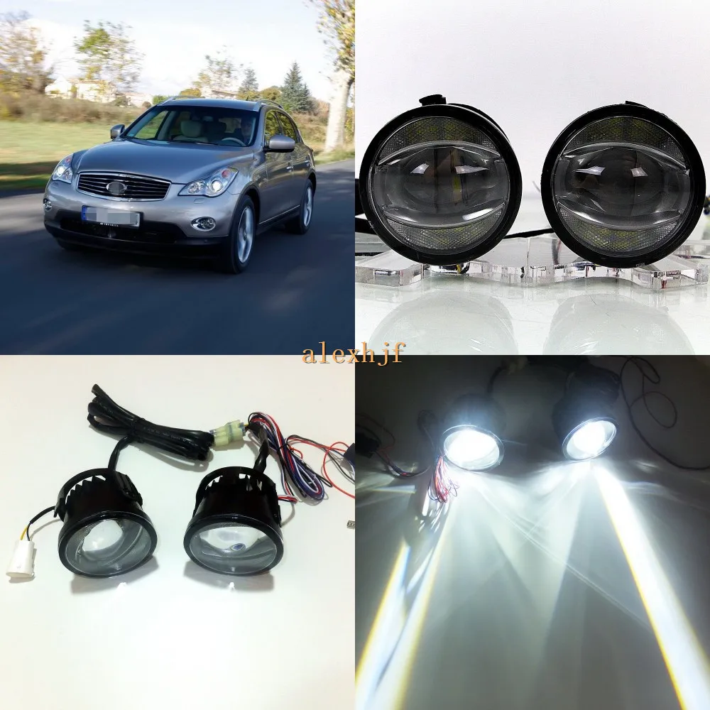 

July King 1600LM 24W 6000K Car LED Q5 Lens Fog Lamp + 1000LM 14W Day Running Lights DRL Case for Infiniti EX35 EX37 2008-2012