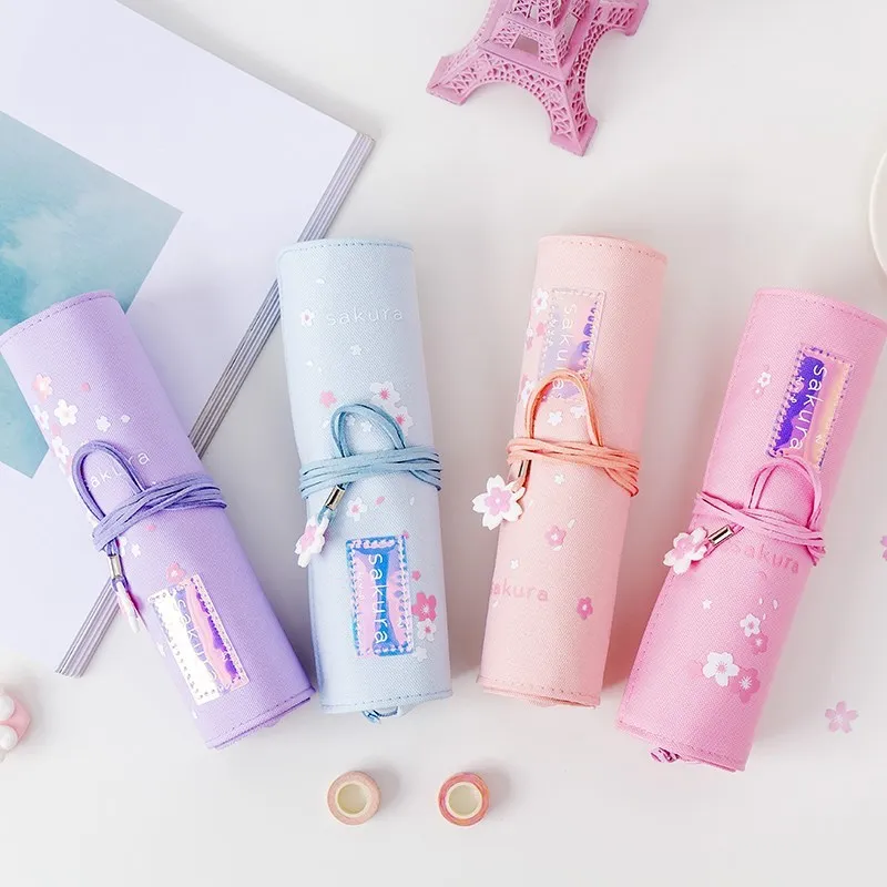 Супер чехол для карандашей Kawaii Большая вместительная сумка для карандашей пакет ручка обертывание рулон макияж Косметическая кисть Ручка для хранения студенческие канцелярские принадлежности