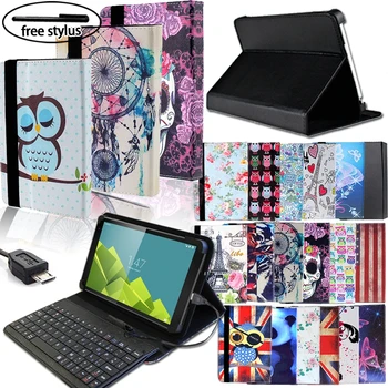 

Cover Flip Tablet Cover Leather Magnetic Stand Shell Cover for Vodafone Smart Tab/Tab Prime Tablet+Wired Keyboard+pen