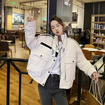 

2020 New Winter Parka Students Bread Clothes Short Tooling Women Loose Plus Size Cotton Padded Jacket Warm Casual Short Outwear