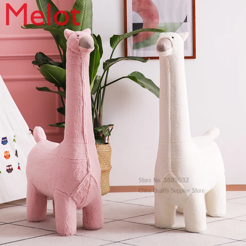 

Creative Big Alpaca Shoe Stool Animal Shap Home Decor Gift for Children Cartoon Cute Pet Stool Kids Living Room Furniture 123cm